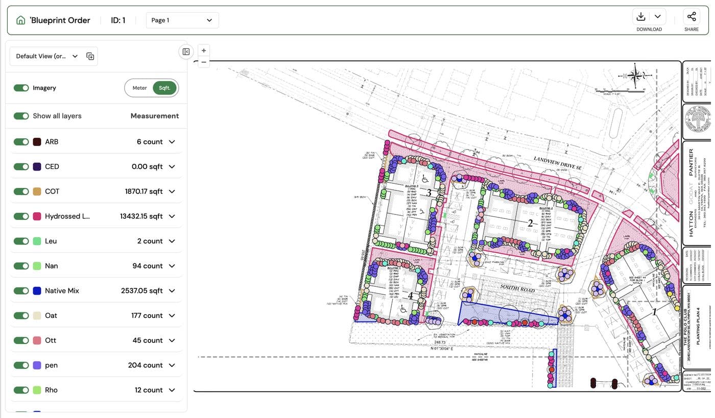 Ottermap blueprint takeoff workspace